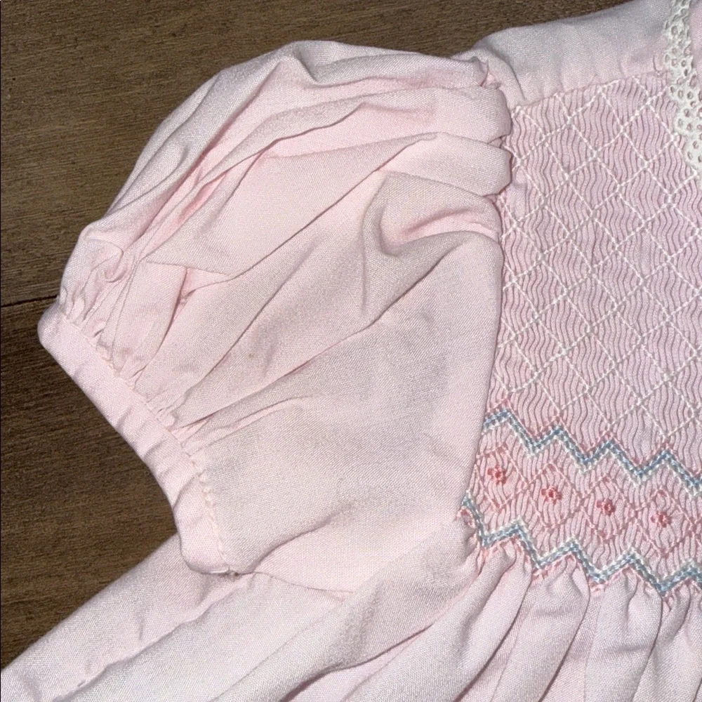 Vintage House of Hatten Pink Smocked Heirloom Baby Dress SZ 24M
